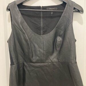 BCBGMaxAzria Black Fitted Peplum Tank Top